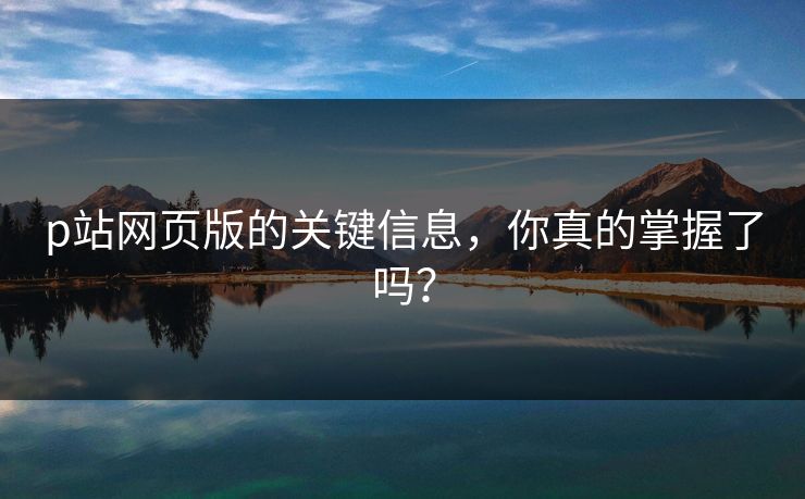 p站网页版的关键信息,你真的掌握了吗?