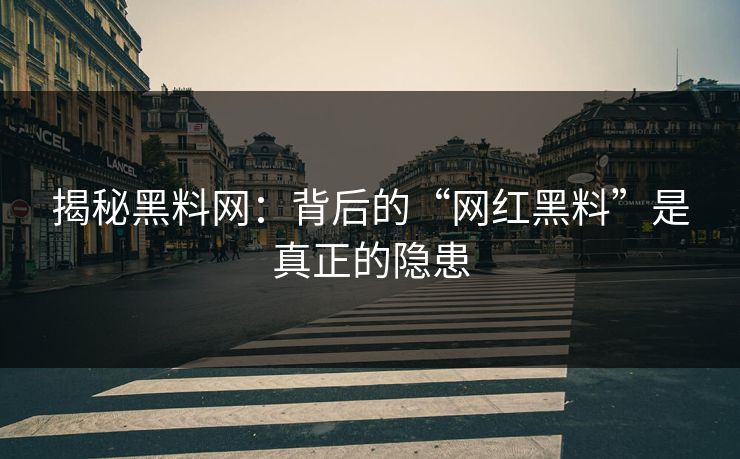 揭秘黑料网:背后的“网红黑料”是真正的隐患 揭秘黑料网:背后的“网红黑料”是真正的隐患