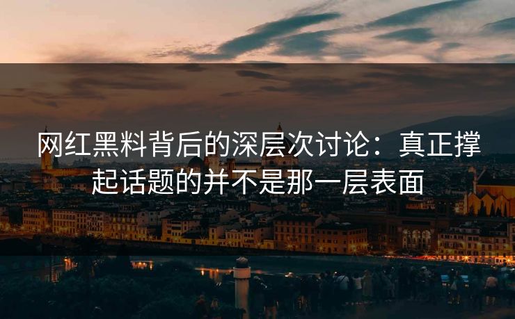 网红黑料背后的深层次讨论:真正撑起话题的并不是那一层表面