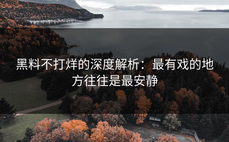 黑料不打烊的深度解析：最有戏的地方往往是最安静